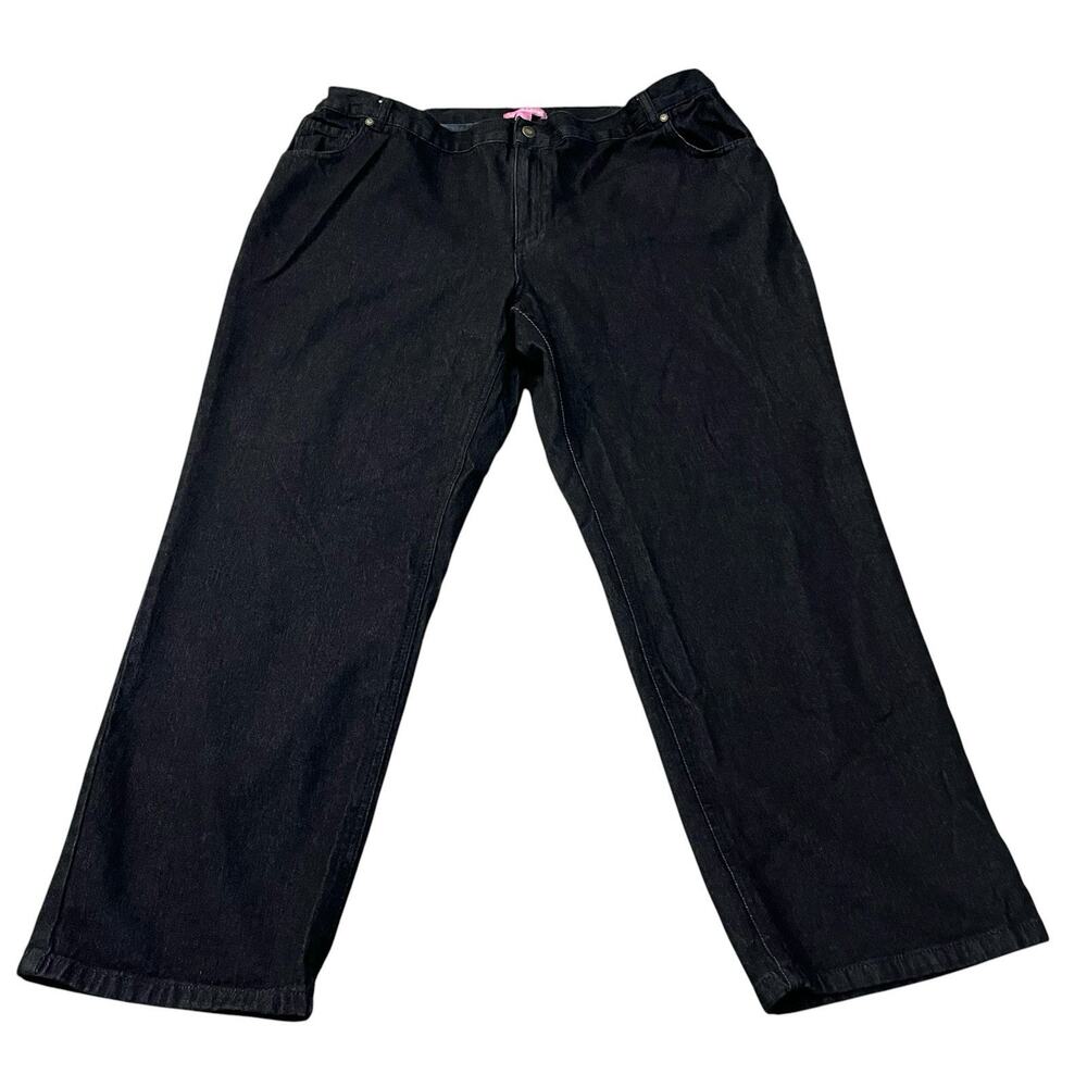 Woman Within Straight Leg Jeans 22W Black Elastic Waistband Classic Minimalist